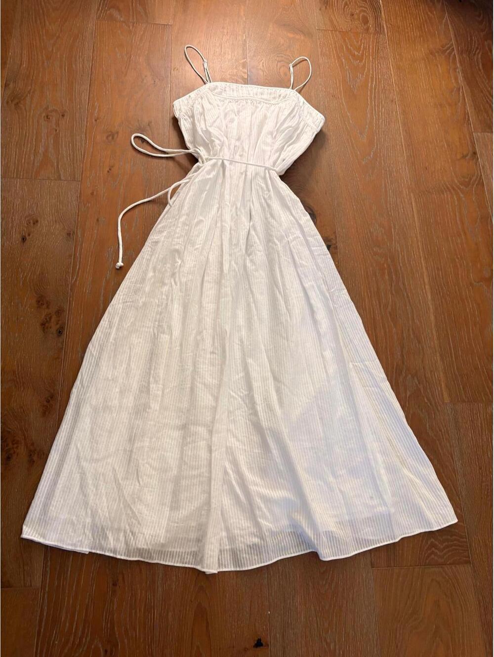 AYR White Striped Maxi Dress Cottagecore Size Medium